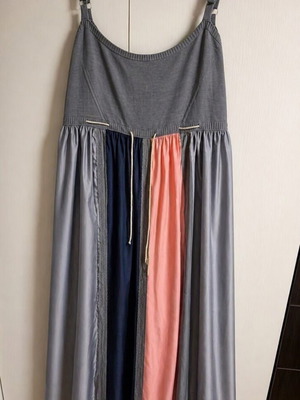 Silk dress used with knitted bust and three colors
