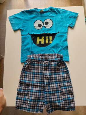 Funky boy's set with t-shirt and shorts like new, up to 18 months