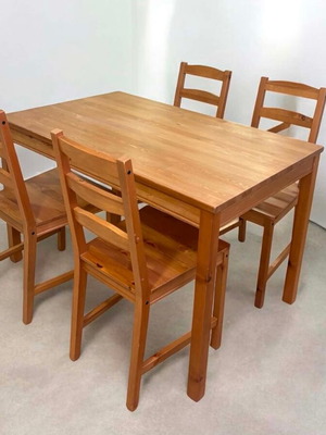 Kitchen dining set with 4 chairs new, solid beech wood