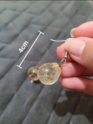 Dandelion resin drop earrings like new, silver