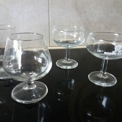 Champagne and cognac glasses used, pack of 24 (12+12)
