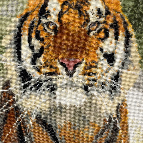 Handmade embroidery with cross-stitch, 24 x 41 cm