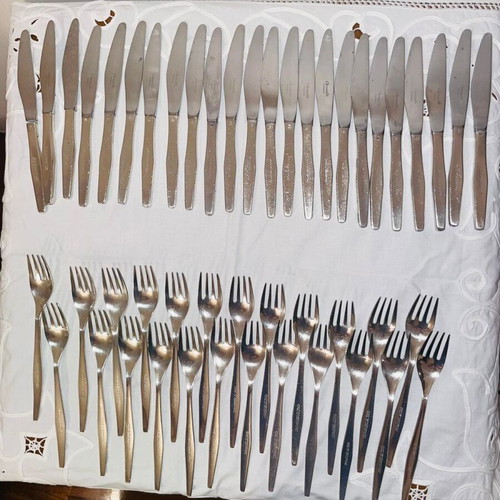 Christofle silver-plated cutlery set used, 48 pieces Olympic Airways Onassis era