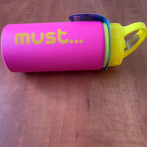 Must Children's Aluminum Water Bottle Matte 500ml with Straw New