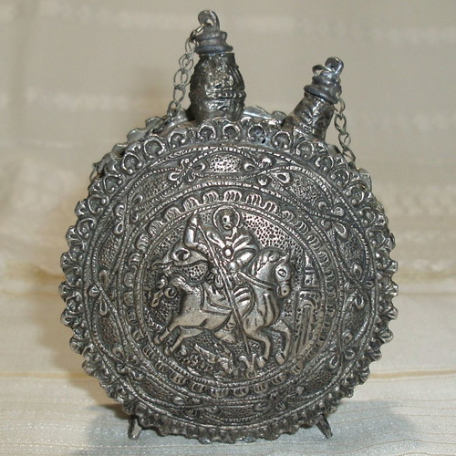 Holy water flask double-sided with Saint George used