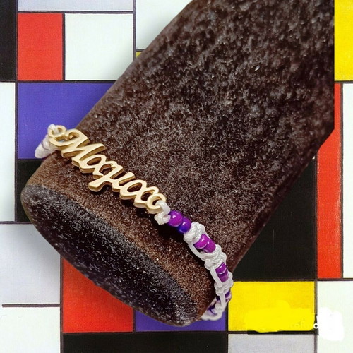 Handmade macrame bracelet "Mama" with cotton thread and lilac beads new