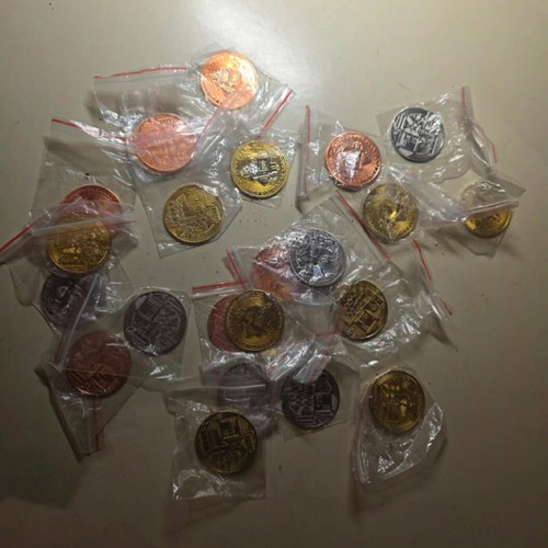 Bitcoin coins used, set of 23 copper silver gold
