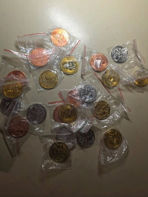 Bitcoin coins used, set of 23 copper silver gold