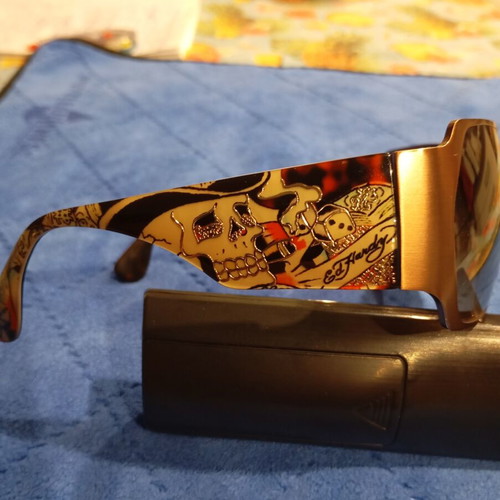 Ed Hardy Unisex Vintage Sunglasses like new, black and brown