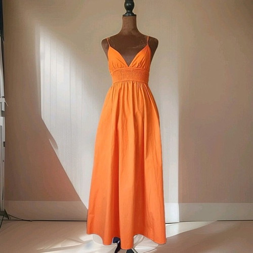 Zara orange midi summer dress brand new, size M