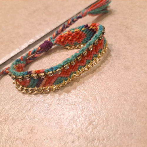 Ethnic bracelet handmade, like new, multicolored and gold