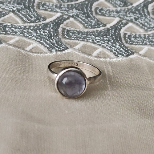 Silver ring with purple-blue iolite stone like new