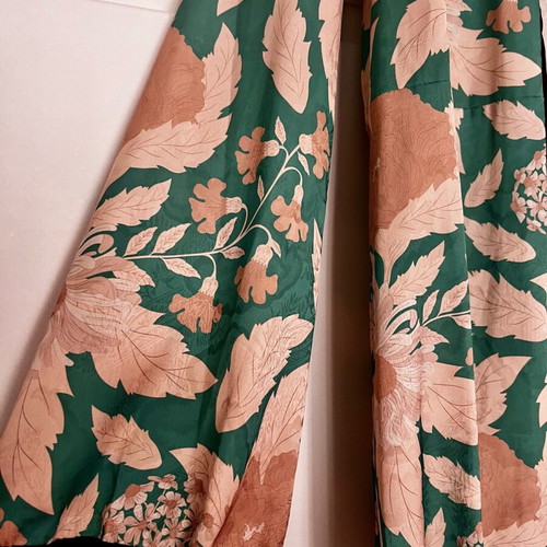 Karavan Floral Mini Wrap Dress like new, beige and green, size L