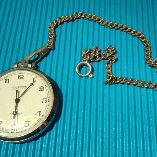 Vintage Soviet pocket watch used, mechanical Vostok