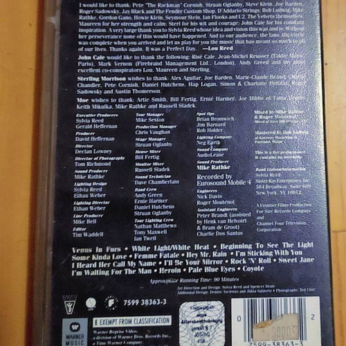 The Velvet Underground Velvet Redux Live MCMXCIII VHS tape like new, punk