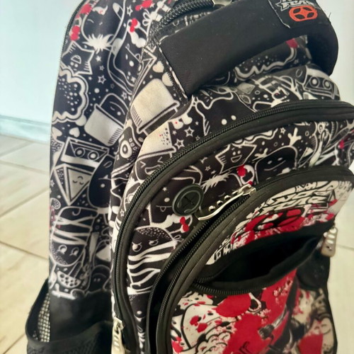 No Fear school trolley backpack used, black and red