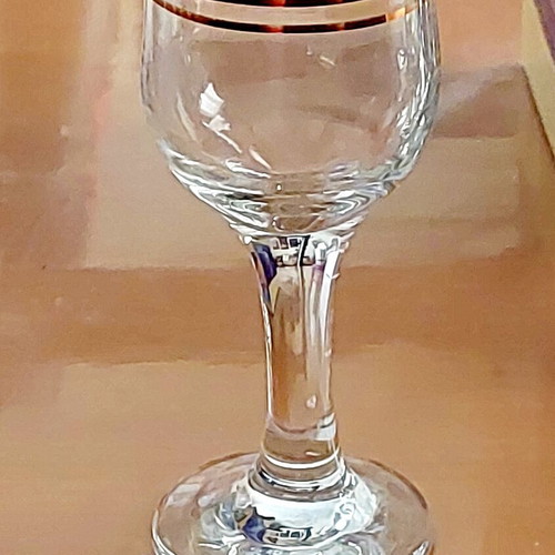 Pasabahce Tulipe Liqueur Glasses Set of 6 New with Gold Rim