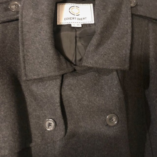 Covert Overt wool double-breasted charcoal women's coat, size L 40