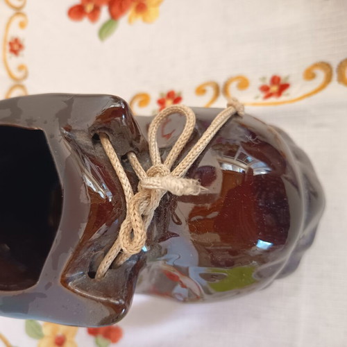 Decorative ceramic shoe dark brown glossy like new