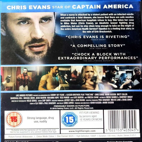 Injustice Blu-ray used drama movie with Chris Evans, English subtitles