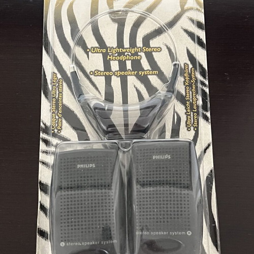 Philips SBC PL 110/00 Zebra Pack vintage speakers and headphones