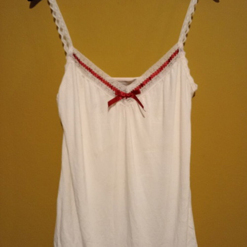 MNG Basic Lace-Trimmed Cream Top Size M New