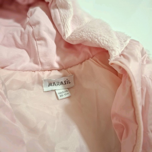Marasil long coat for baby girl 9-12 months 80cm pink like new