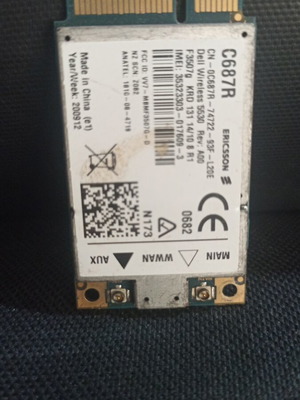 Ericsson Dell Wireless F3507g WWAN 3G Cellular Card C687R