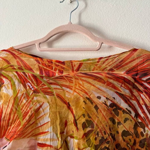 Tropical Sheer Poncho like new with sequins and floral print
