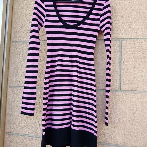 Denny Rose long-sleeve dress, black and pink, size XS-S