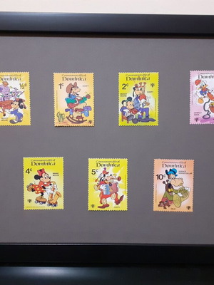 Σετ γραμματοσήμων Dominica 1979 με χαρακτήρες Disney που παίζουν μουσικά όργανα, καινούργιο, 7 τεμάχια
