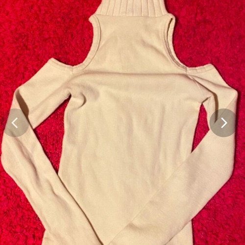 Turtleneck sweater women with open shoulders like new, cream white