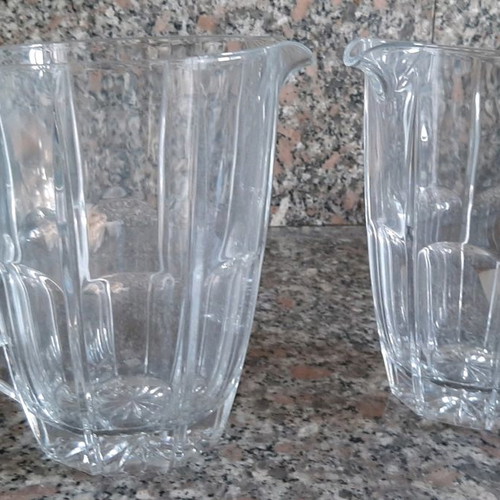 Glass pitchers used, set of 2 for water, wine, beer