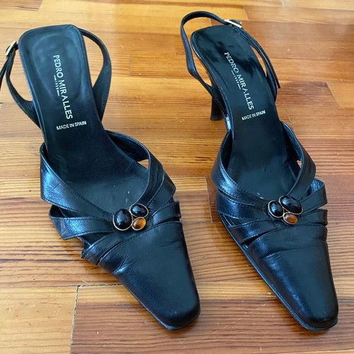 Pedro Miralles leather slingbacks used, size 39, black