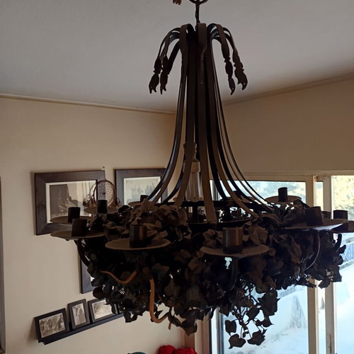 Rustic handmade chandelier made of wrought iron like new