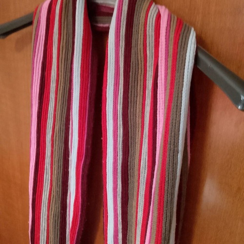 Handmade knitted scarf like new, multicolored, 150cm