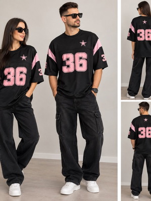 FSBN Arizona #36 oversized unisex αθλητικό T-shirt σε μαύρο και ροζ, μέγεθος L