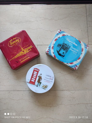 Колекционерски метални кутии употребявани, комплект от 3 броя