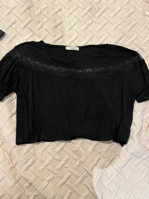 Crop top Pink Woman black with lace, like new, size M