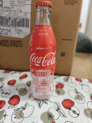 Collectible Coca Cola glass bottle with Acropolis design like new