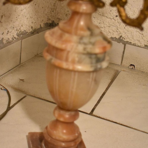 Table lamps used, 1960s alabaster and brass set