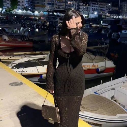 Maxi tunic dress black, like new, beach and evening wear
