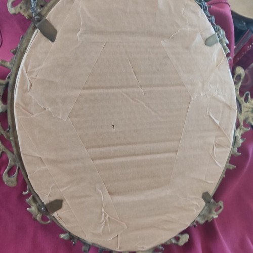 Bronze mirror used, ornate, approx. 49x37 cm