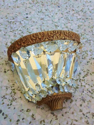 Crystal wall lights used, vintage pair 1950-1960