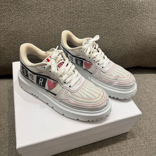 Dior women's sneakers used, size 37, white with red heart detail