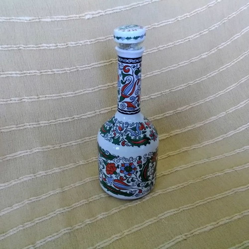 Metaxa porcelain bottle used, painted, 37 centimeters