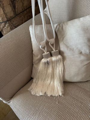 Curtain Tieback with Tassel and Strass, Ecru Color, New