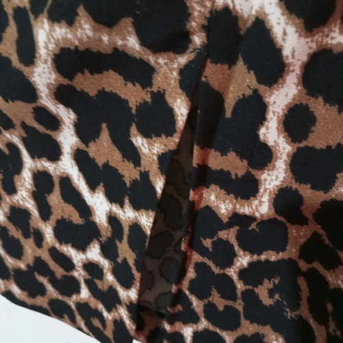 Midi skirt animal print pin up with slit, like new, brown