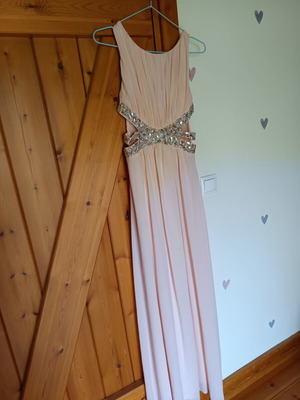 Evening dress used, size S, beige and pink