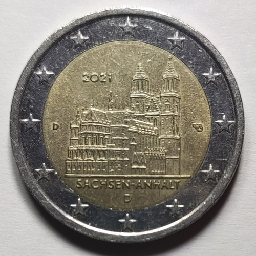 Commemorative 2€ 2021 Sachsen-Anhalt Magdeburger Dom Mint D like new